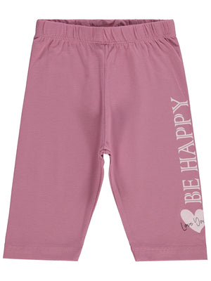 Civil Girls Be Happy Baskılı 2-5 Yaş Tayt  - Pembe