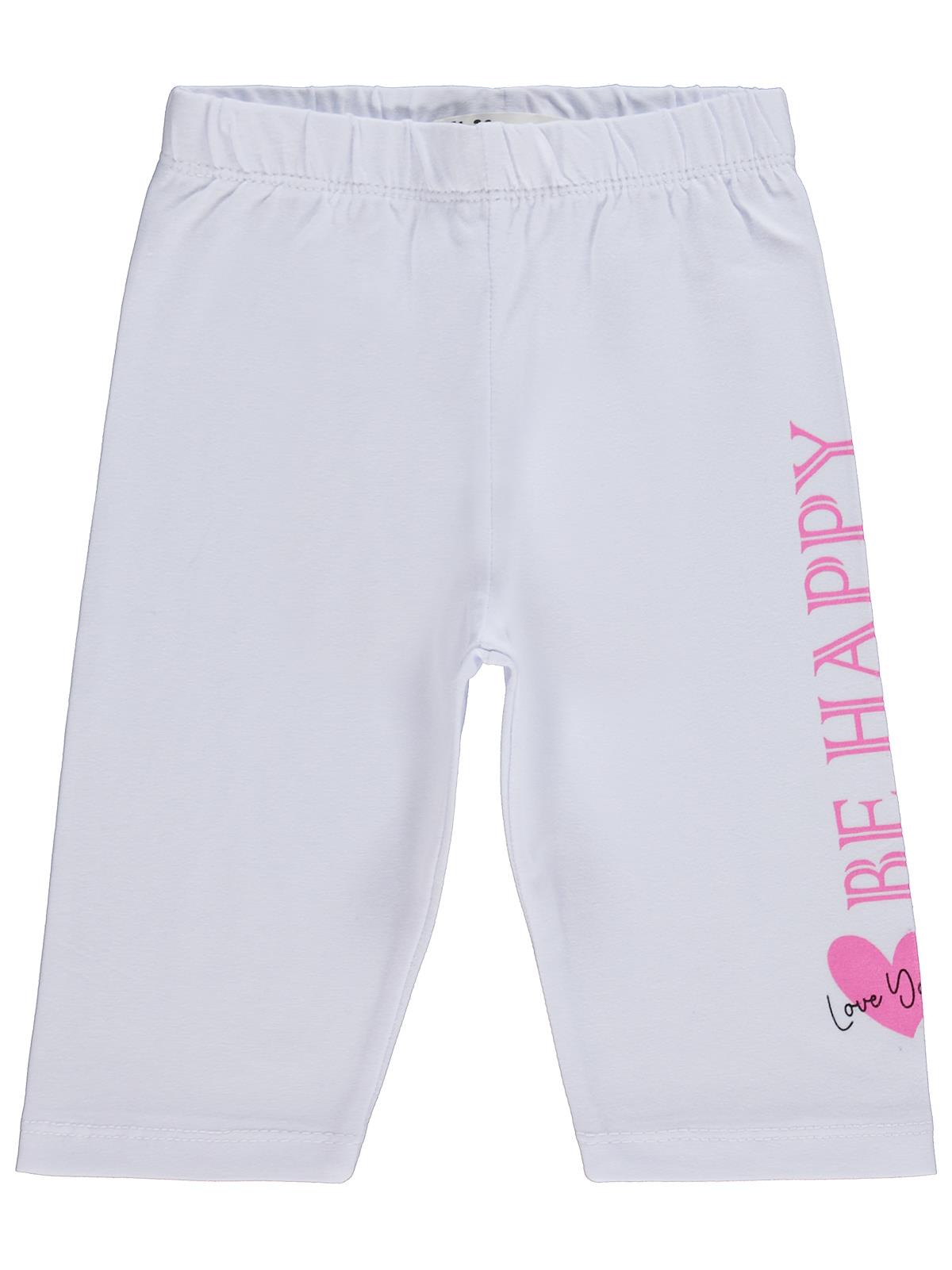 Civil Girls Be Happy Baskılı 2-5 Yaş Tayt  - Beyaz