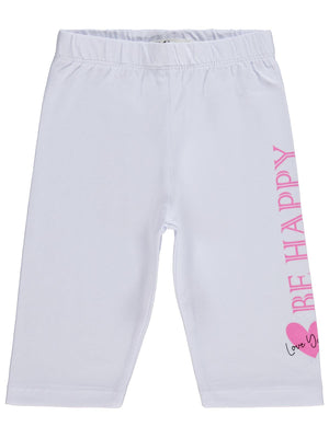 Civil Girls Be Happy Baskılı 2-5 Yaş Tayt  - Beyaz