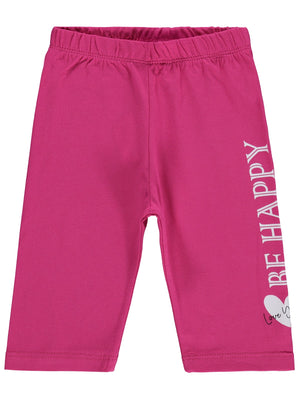 Civil Girls Be Happy Baskılı 2-5 Yaş Tayt  - Fusya