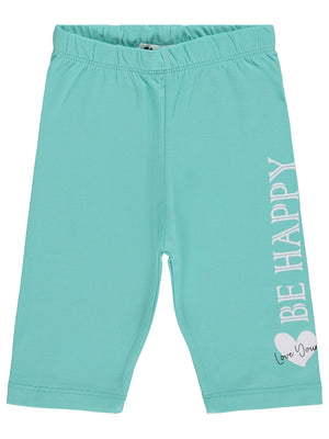 Civil Girls Be Happy Baskılı 2-5 Yaş Tayt  - Yeşil