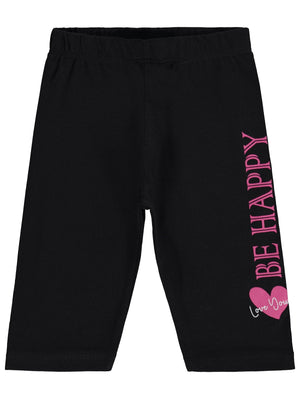 Civil Girls Be Happy Baskılı 2-5 Yaş Tayt  - Siyah