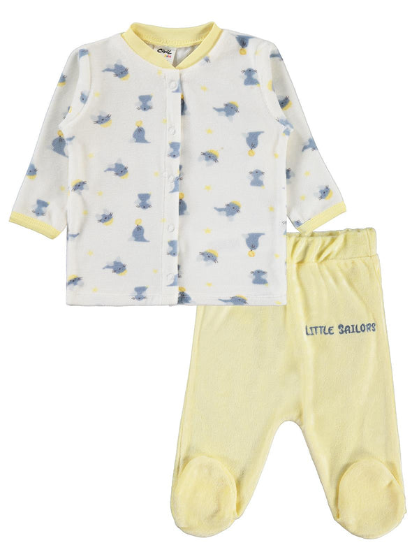 Civil Baby Little Sailors Nakışlı 1-9 Ay Pijama Takımı - Ekru