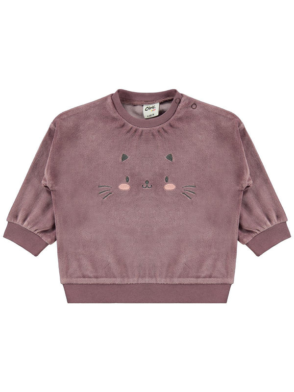 Civil Baby Kedi Nakışlı 6-18 Ay Takım - Kahverengi