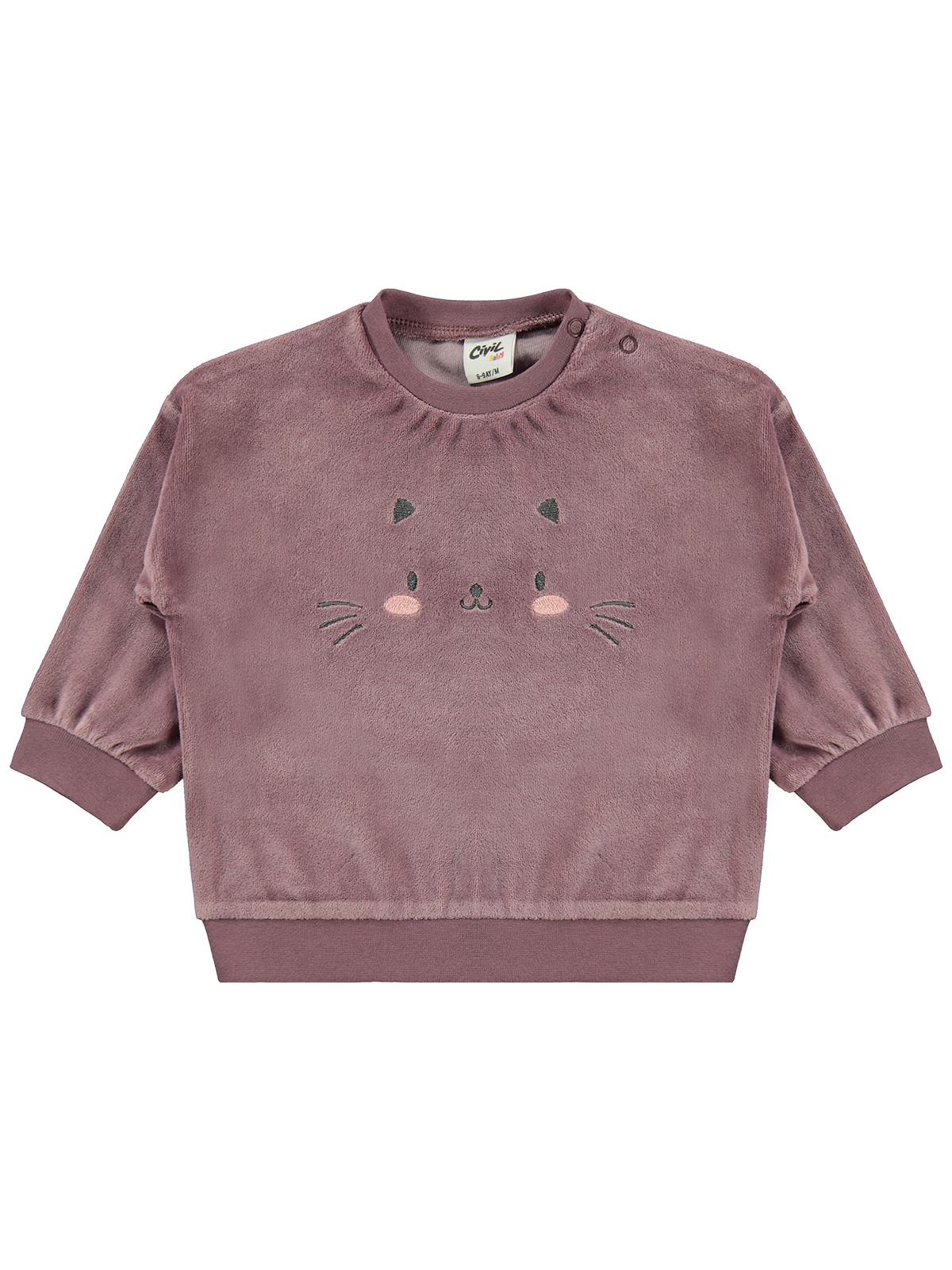 Civil Baby Kedi Nakışlı 6-18 Ay Takım - Kahverengi