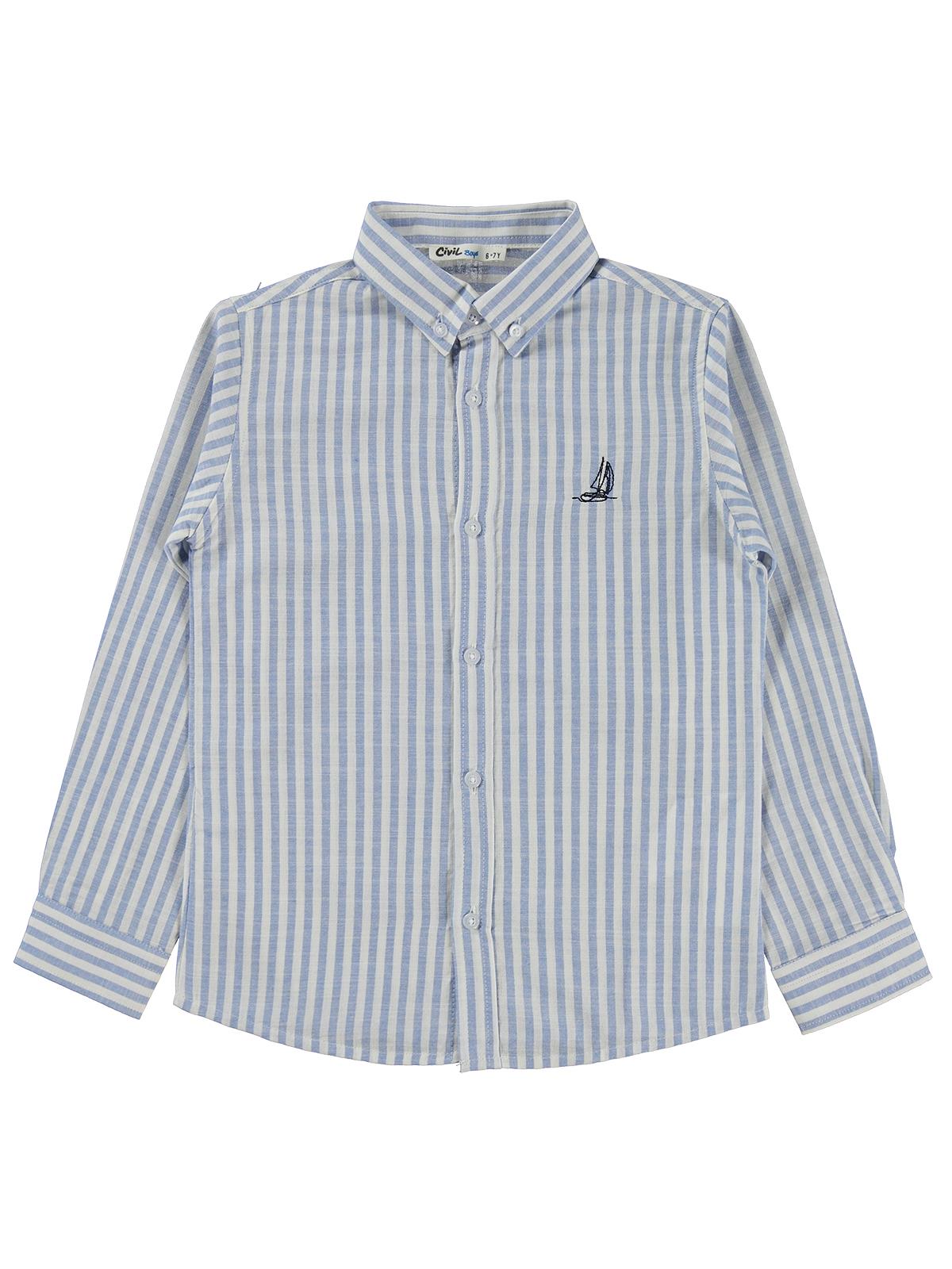 Civil Boys Nakışlı Gömlek 6-9 Yaş Gömlek - Mavi