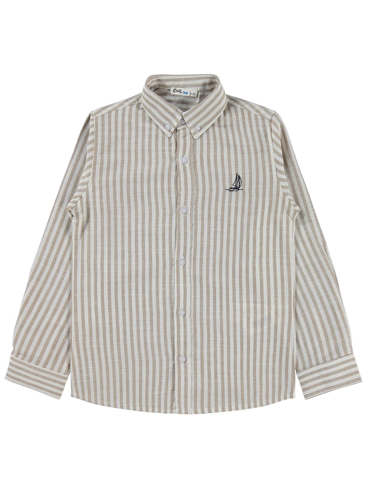 Civil Boys Nakışlı Gömlek 6-9 Yaş Gömlek - Bej