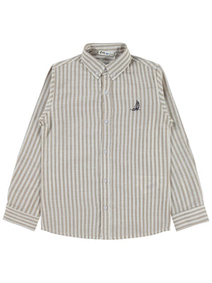 Civil Boys Nakışlı Gömlek 6-9 Yaş Gömlek - Bej