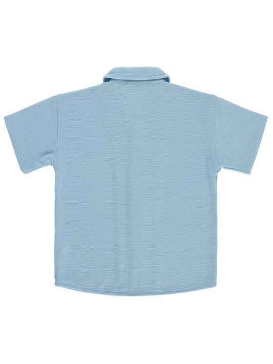 Pierre Cardin Tatil Yaka Basic 6-9 Yaş Gömlek - Mavi