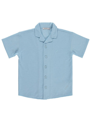 Pierre Cardin Tatil Yaka Basic 6-9 Yaş Gömlek - Mavi