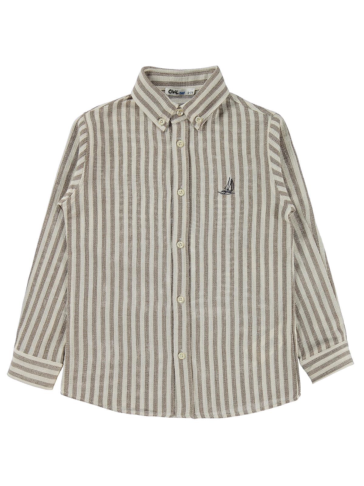 Civil Boys Çizgili Basic 6-9 Yaş Gömlek - Kahve