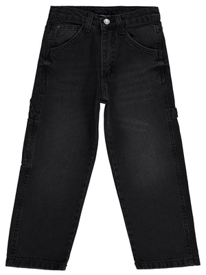 Civil Boys Yan Cepli Baggy Kalıp 10-13 Yaş Pantolon Kot - Siyah