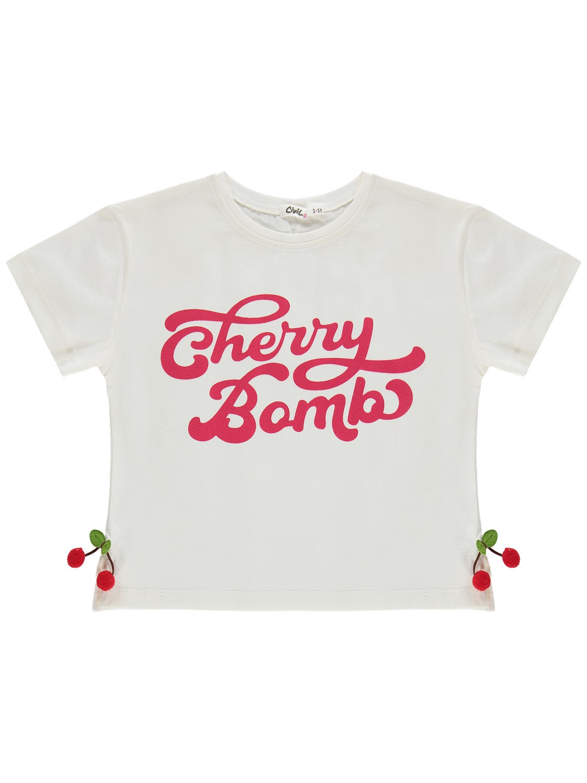 Civil Girls Cherry Bomb Baskılı 2-5 Yaş Takım - Ekru