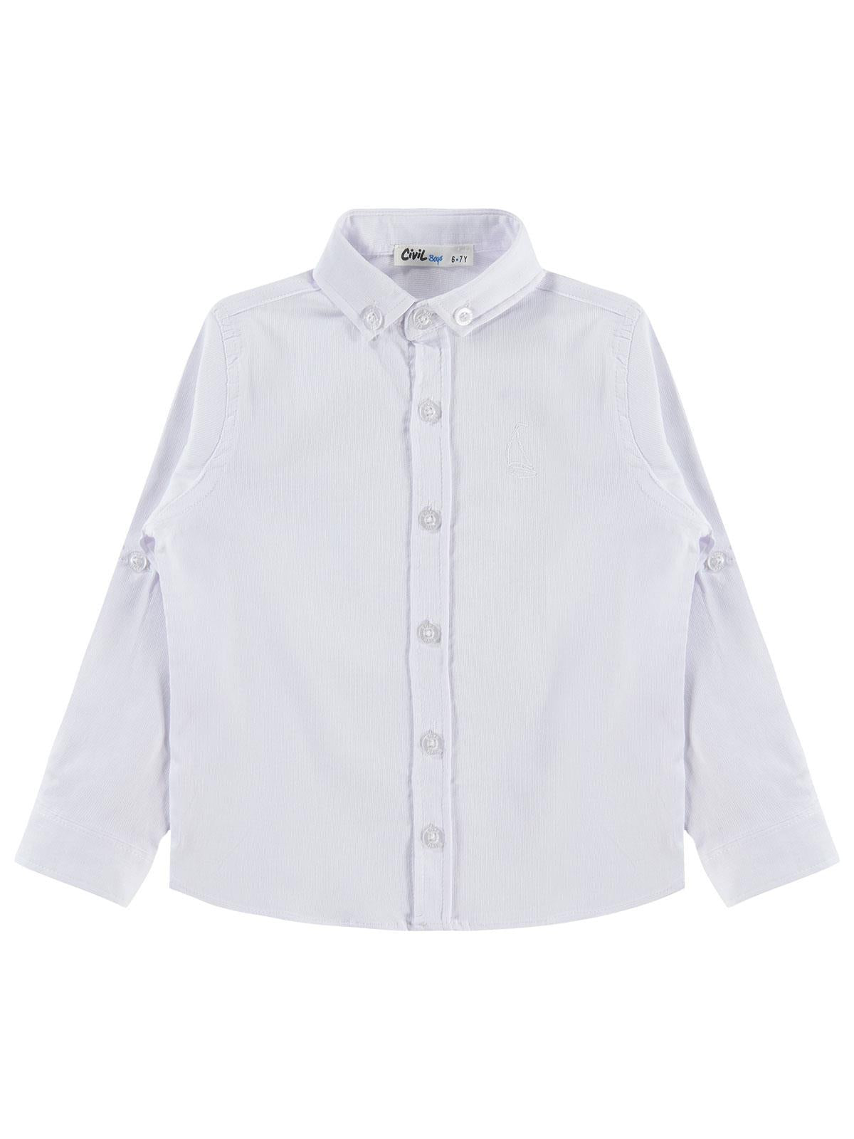 Civil Boys Yelken Nakışlı 10-13 Yaş Gömlek - Beyaz