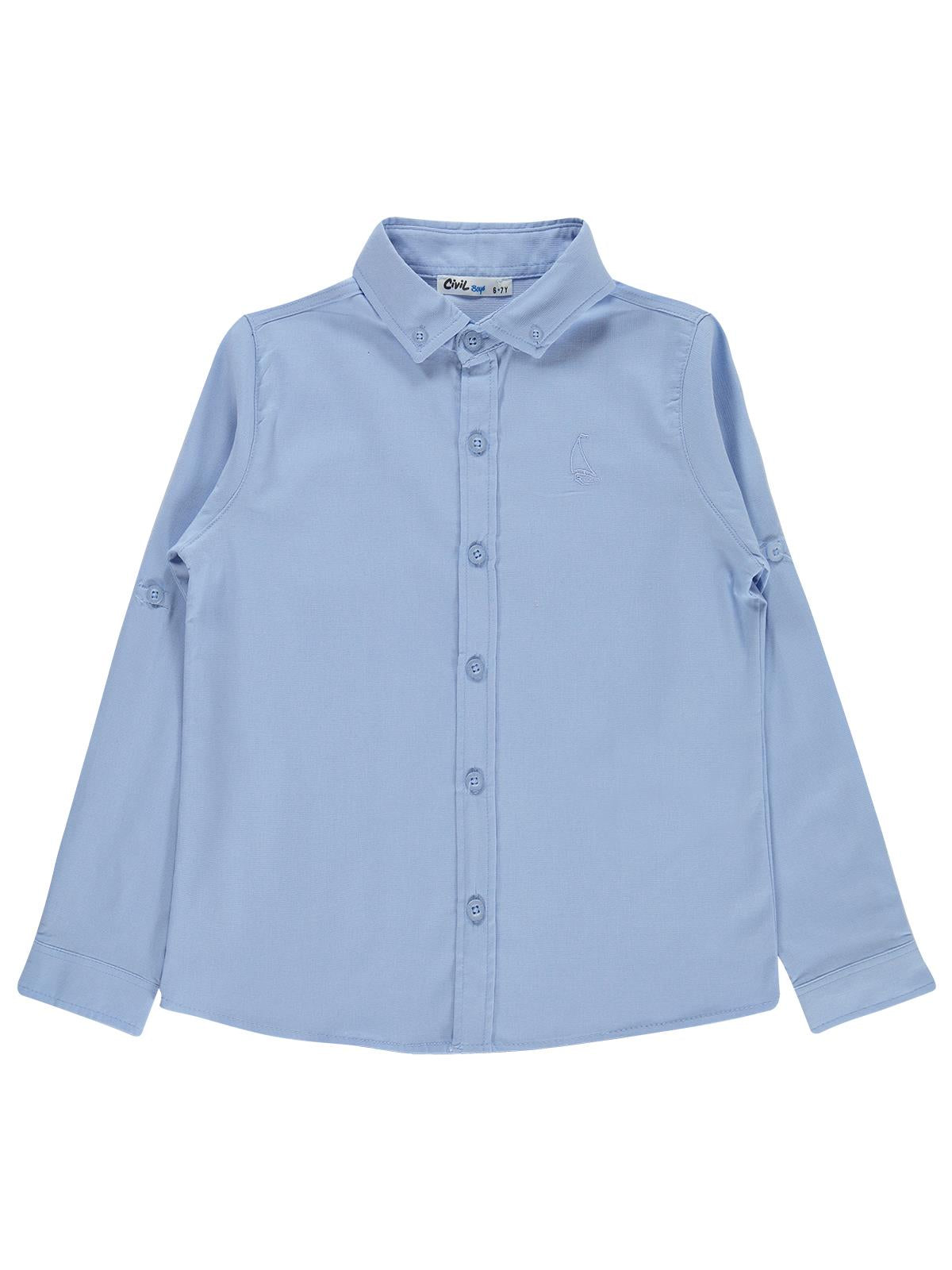 Civil Boys Yelken Nakışlı 10-13 Yaş Gömlek - Mavi