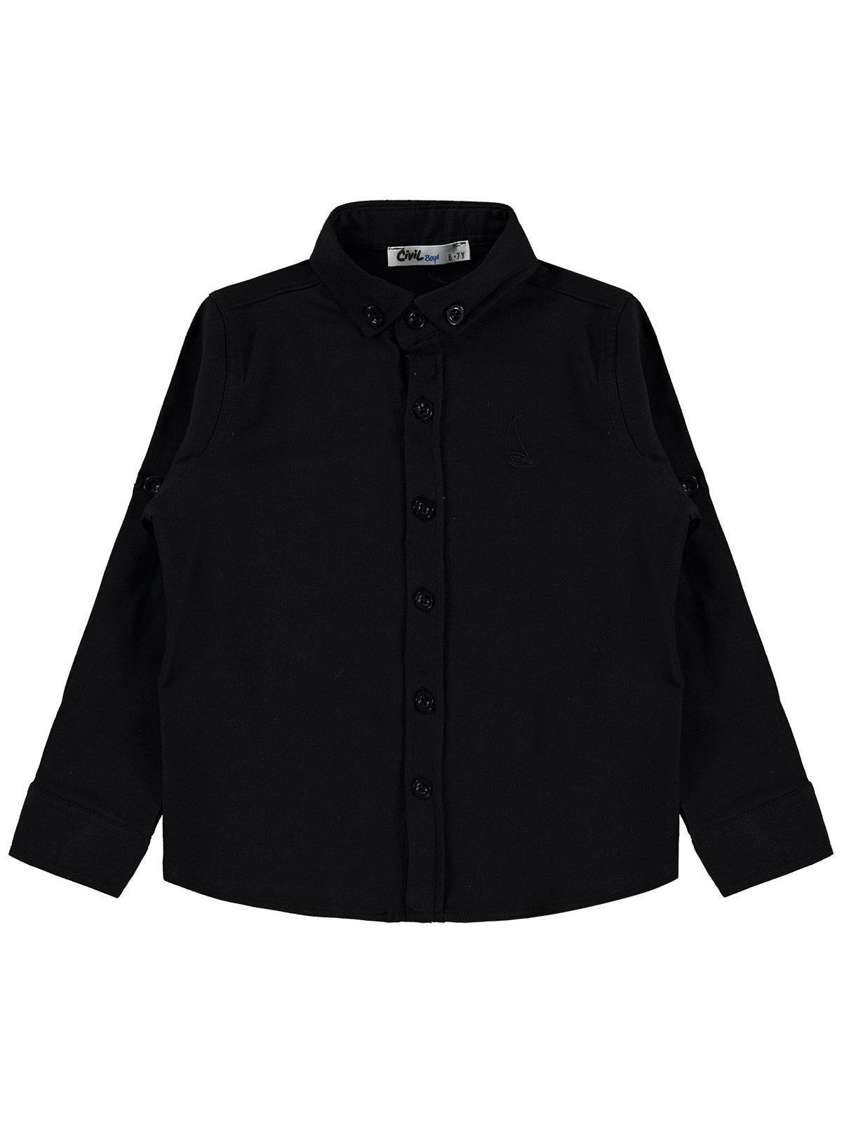 Civil Boys Yelken Nakışlı 10-13 Yaş Gömlek - Siyah