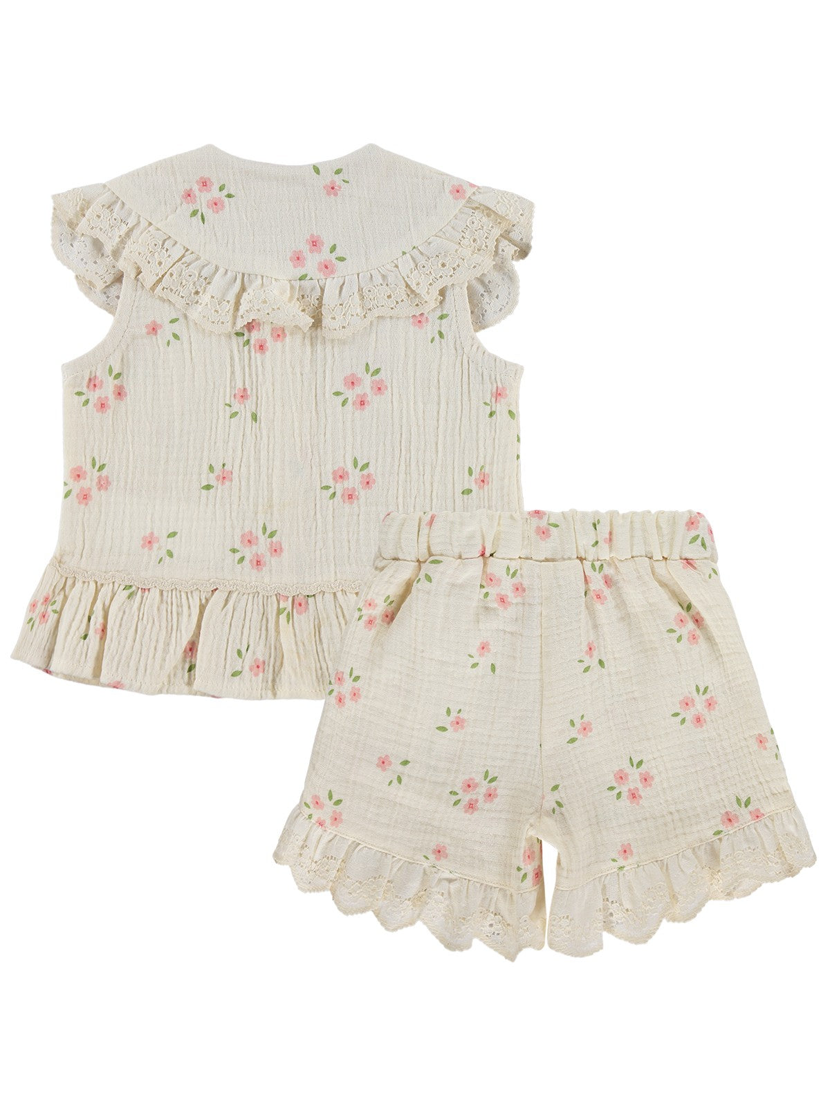 Civil Baby Çiçek Baskılı Yakalı 6-18 Ay Takım - Bej