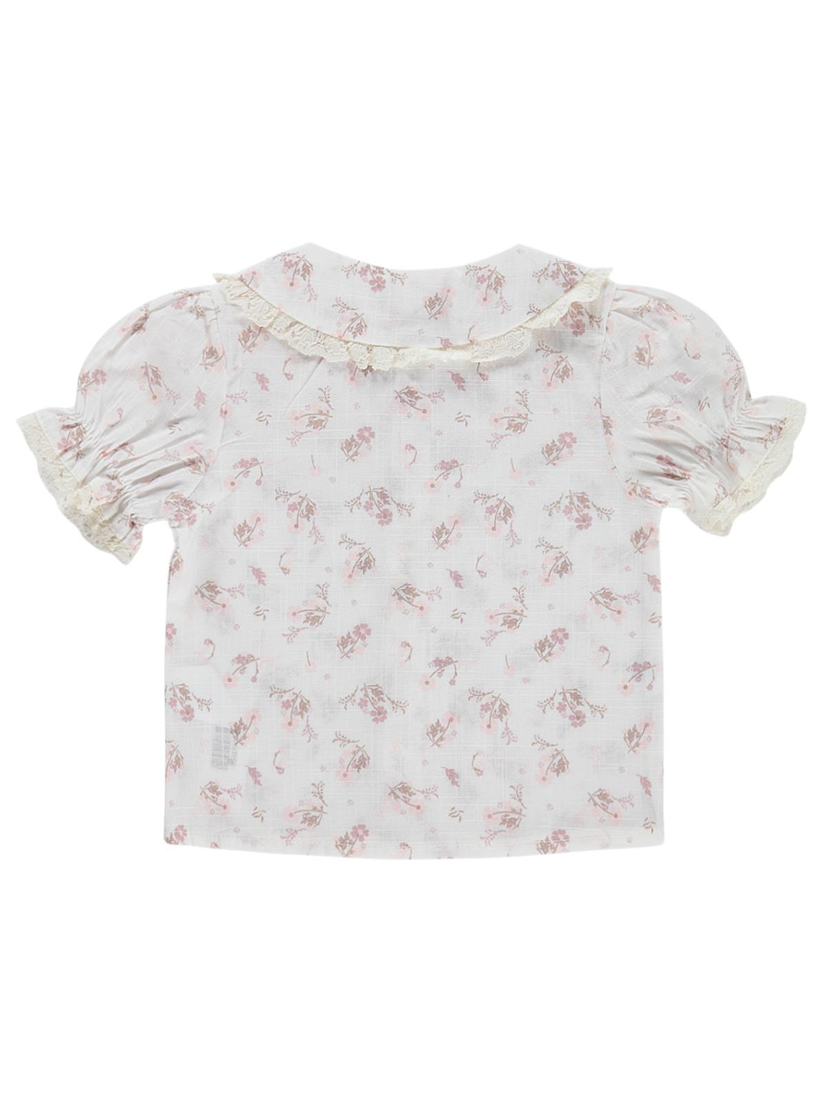 Civil Baby Yaka Fırfırlı Çiçek Baskılı 6-18 Ay Gömlek - Ekru