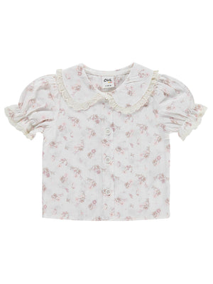 Civil Baby Yaka Fırfırlı Çiçek Baskılı 6-18 Ay Gömlek - Ekru
