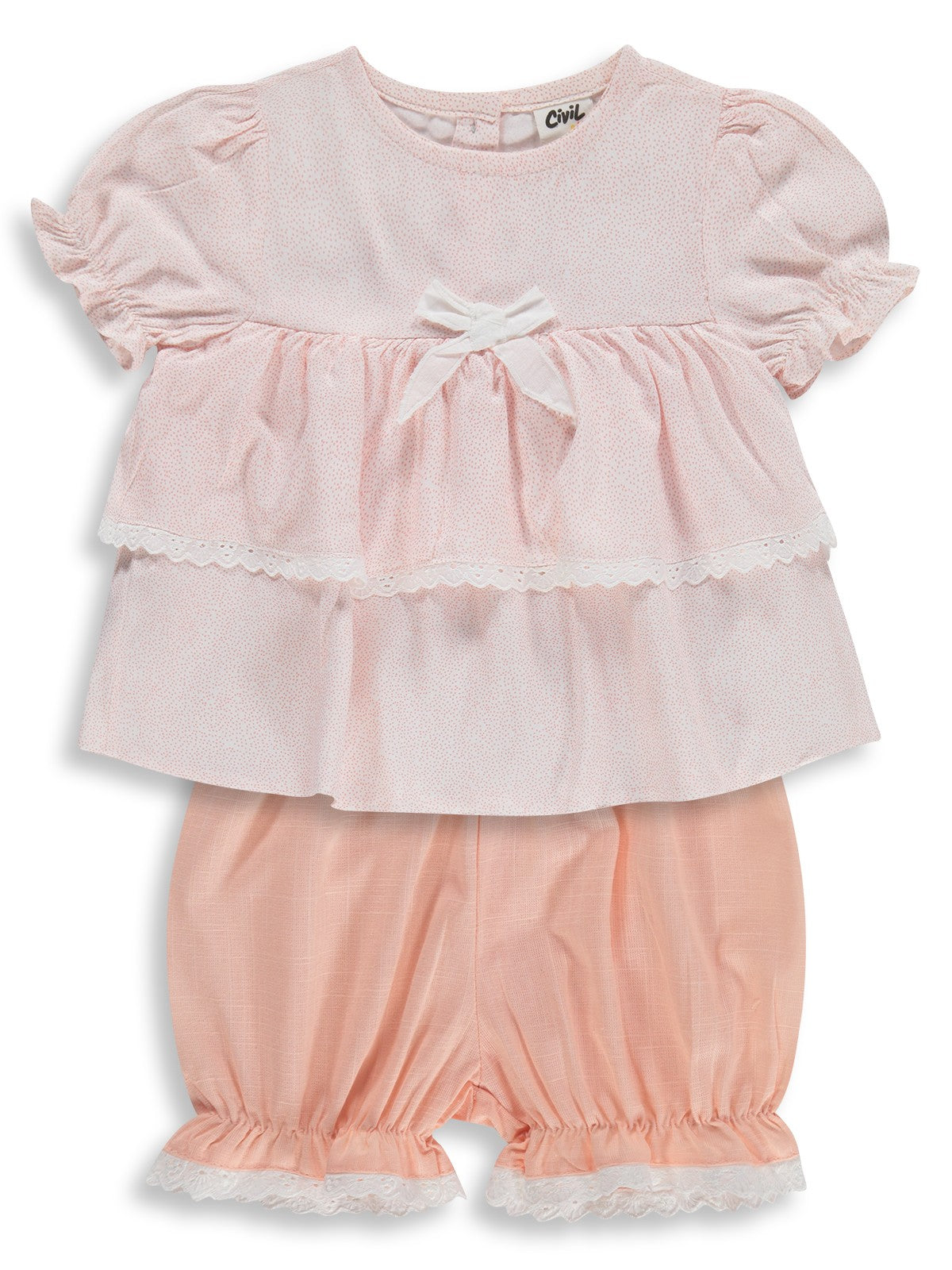 Civil Baby Roba Fiyonklu 6-18 Ay Takım - Pembe