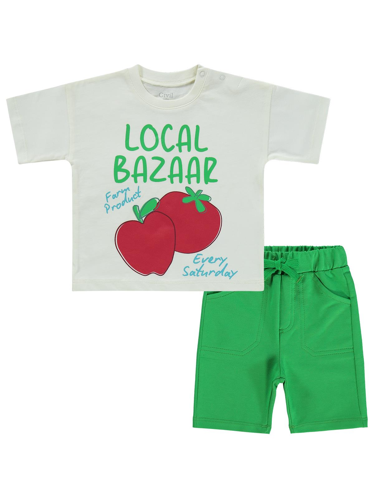 Civil Baby Local Bazaar Baskılı 6-18 Ay Takım - Ekru