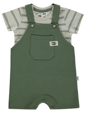 Civil Baby Çizgili Tişört 2'li Set 6-18 Ay Slopet - Haki