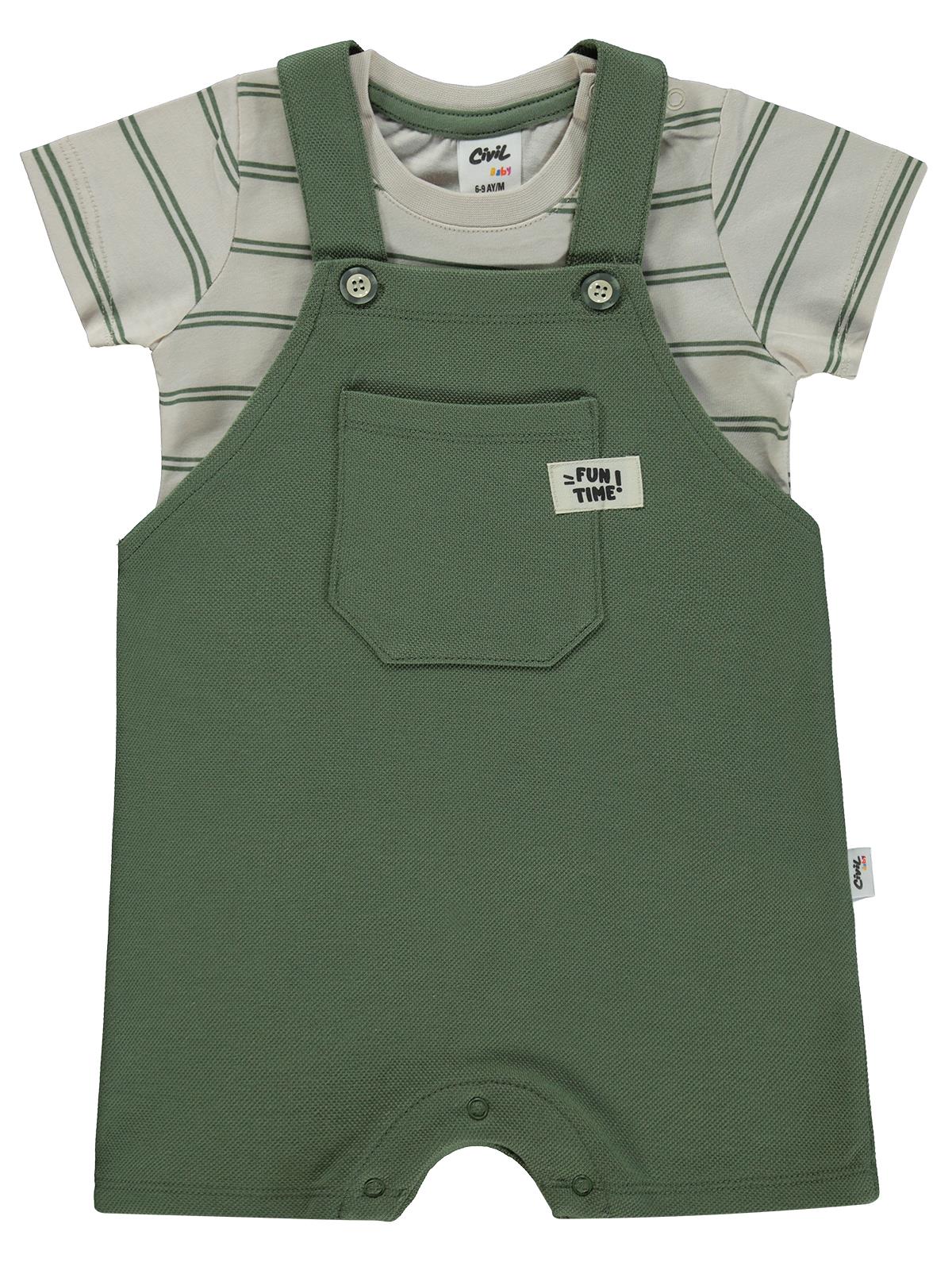 Civil Baby Çizgili Tişört 2'li Set 6-18 Ay Slopet - Haki