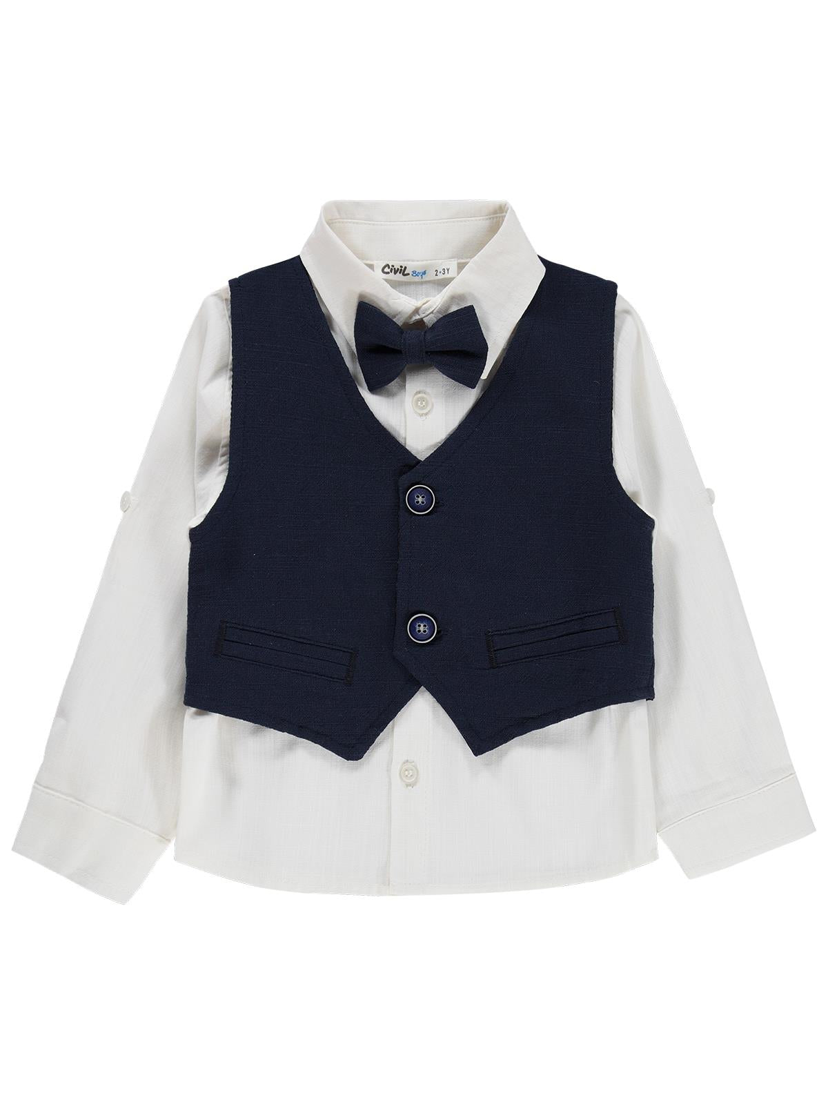 Civil Boys Papyonlu Yelekli 2-5 Yaş Gömlek - Lacivert