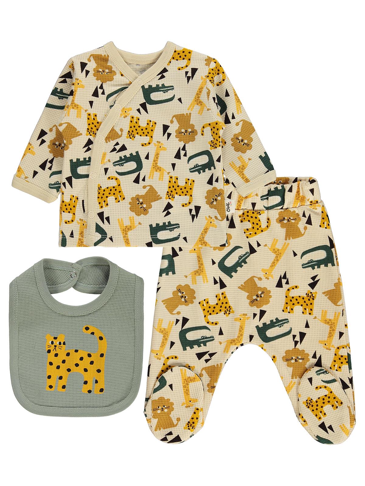 Civil Baby Hayvanlar Empirme Zıbın Takımları - Bej