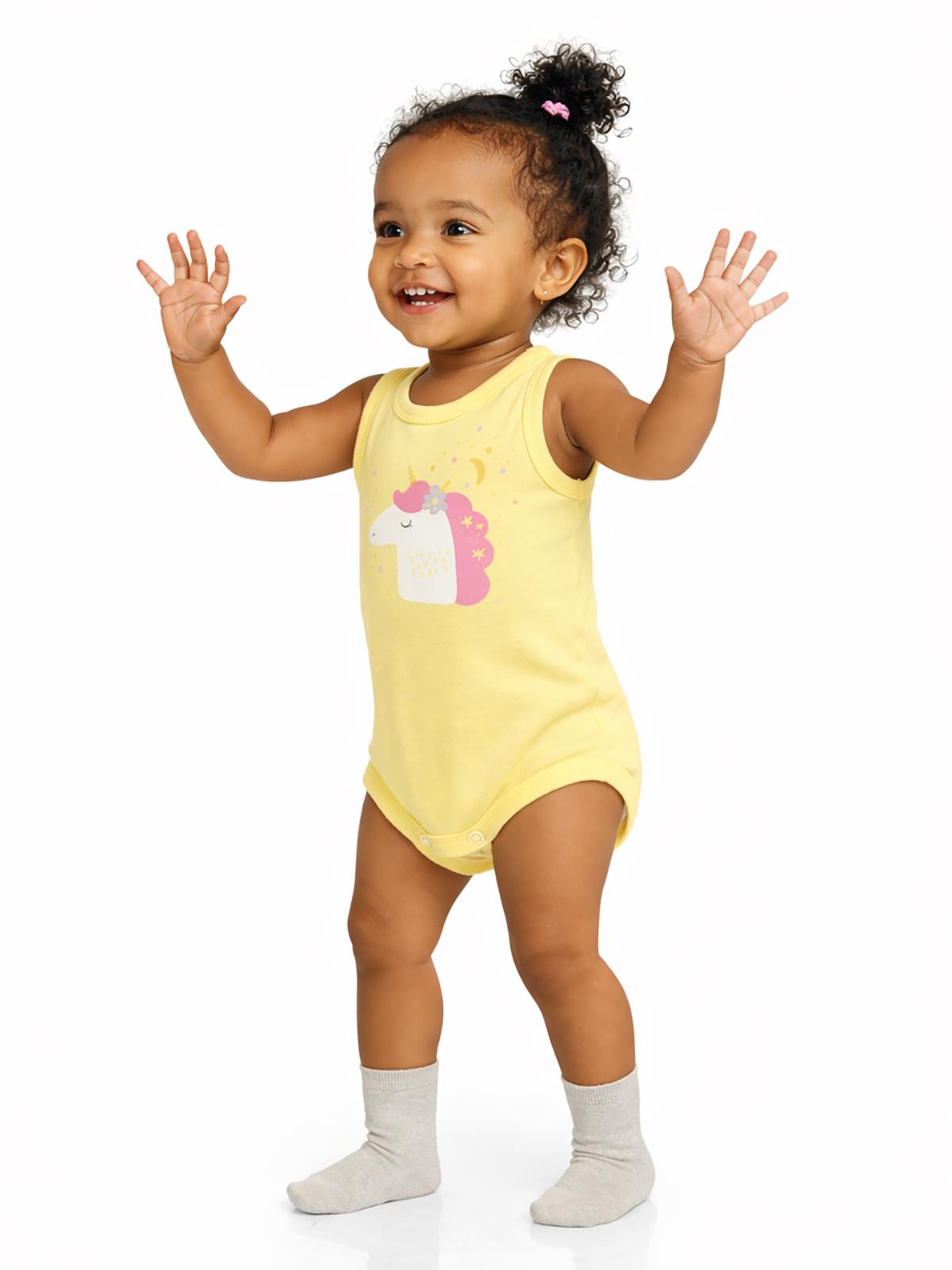 Civil Baby Unicorn Baskılı 0-3 Yaş Çıtçıtlı Badi - Sarı