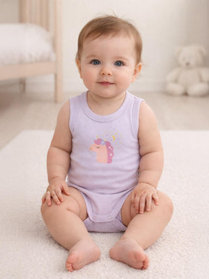 Civil Baby Unicorn Baskılı 0-3 Yaş Çıtçıtlı Badi - Lila