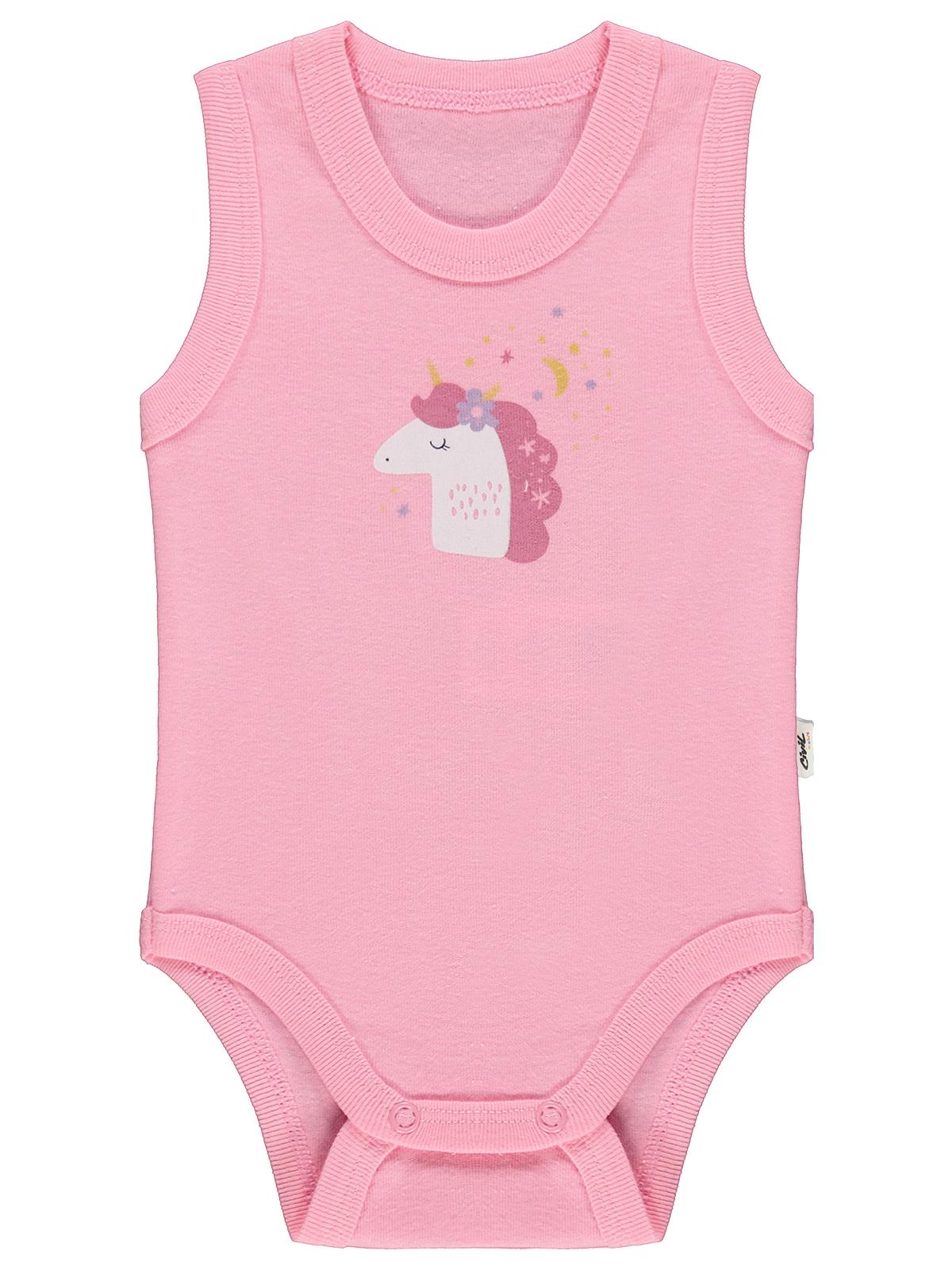 Civil Baby Unicorn Baskılı 0-3 Yaş Çıtçıtlı Badi - Pembe