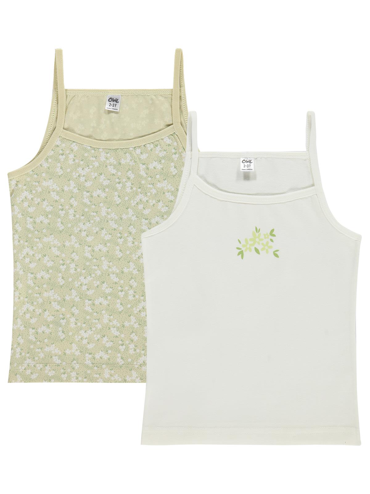 Civil Girls Fiyonk Aksesuarlı Çiçek 2-10 Yaş Kız Çocuk 2'li Atlet