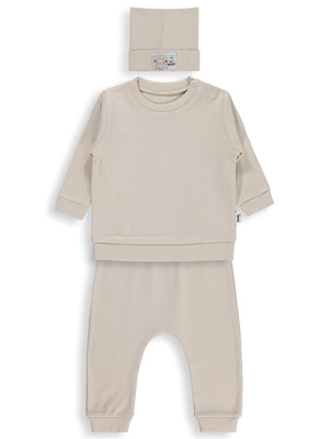 Civil Baby Bereli 3'lü 6-18 Ay Takım - Bej