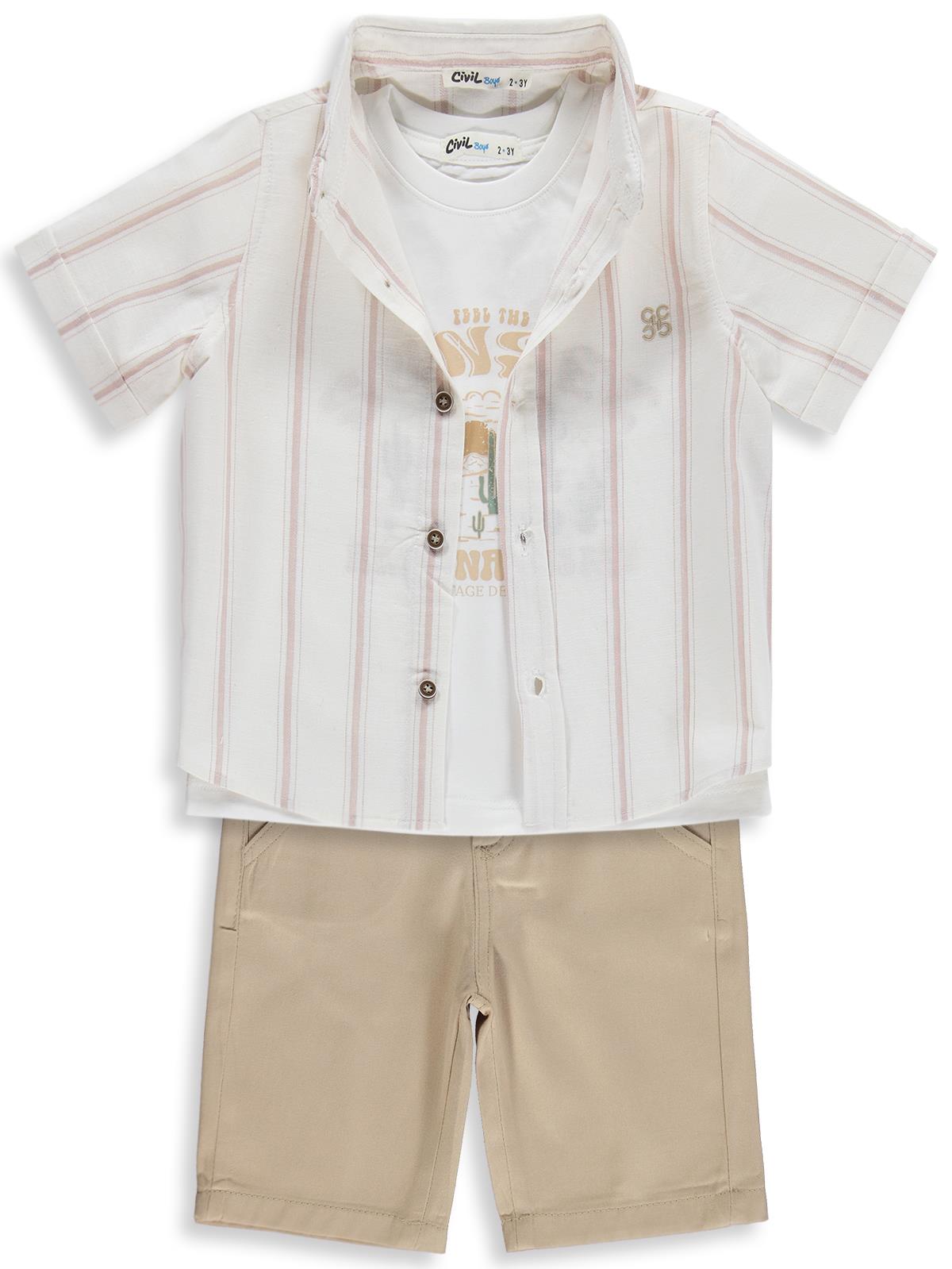 Civil Boys Erkek Çocuk Şortlu 3'lü 2-5 Yaş Takım - Kahverengi