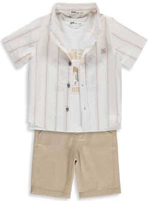 Civil Boys Erkek Çocuk Şortlu 3'lü 2-5 Yaş Takım - Kahverengi