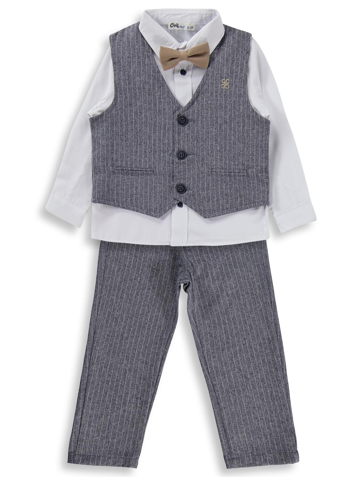 Civil Boys Yelekli 3'lü 2-5 Yaş Takım - Lacivert