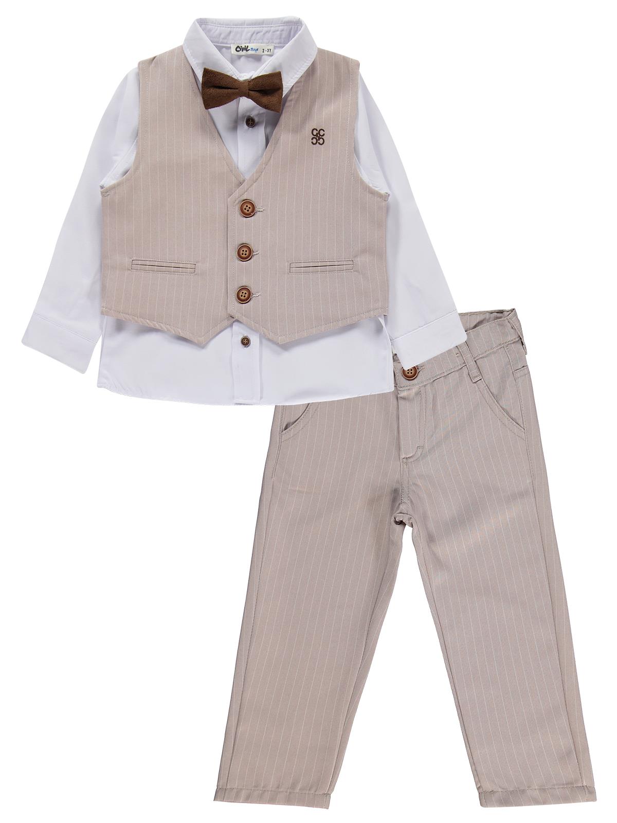Civil Boys Yelekli 3'lü 2-5 Yaş Takım - Bej