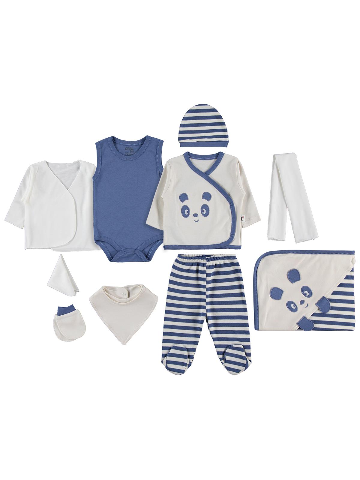 Civil Baby Erkek Bebek Pandalı 10'lu 0-24 Ay Zıbın Setleri - Lacivert