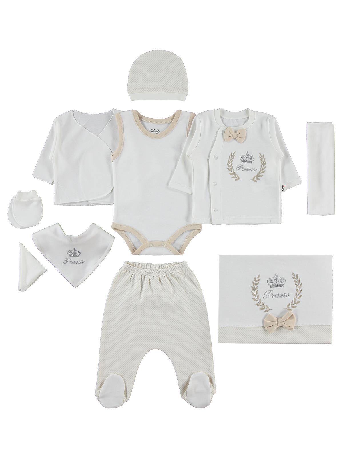 Civil Baby Prens 10'lu 0-24 Ay Zıbın Setleri - Kahverengi