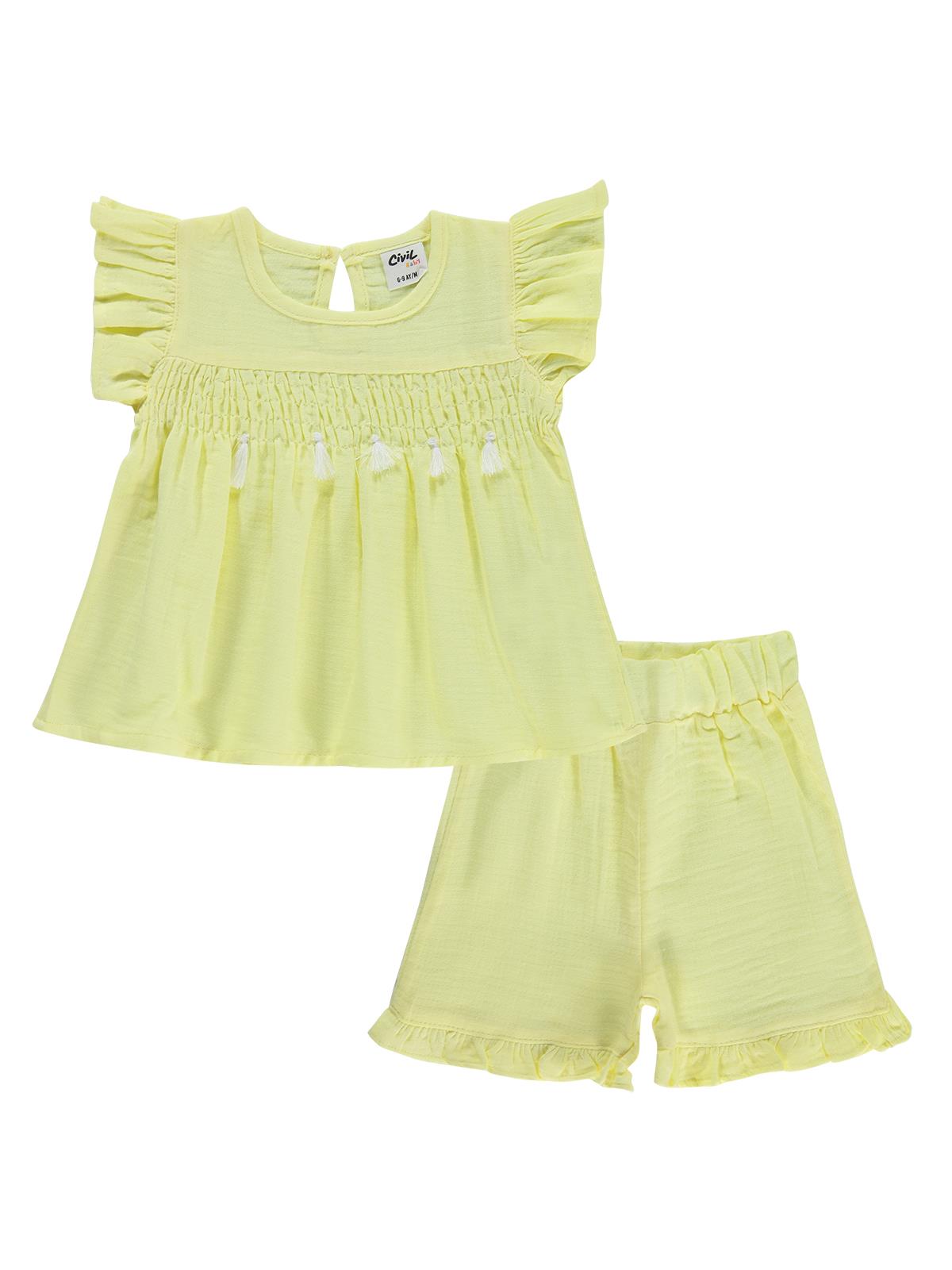 Civil Baby Gipeli Püsküllü 6-18 Ay Takım - Sarı