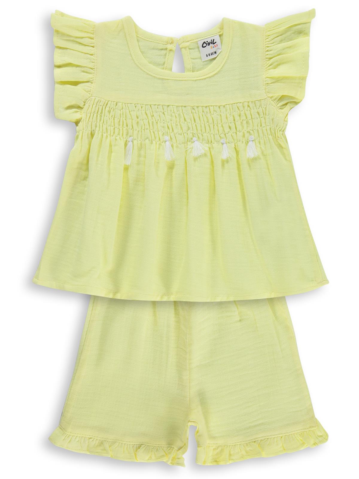 Civil Baby Gipeli Püsküllü 6-18 Ay Takım - Sarı