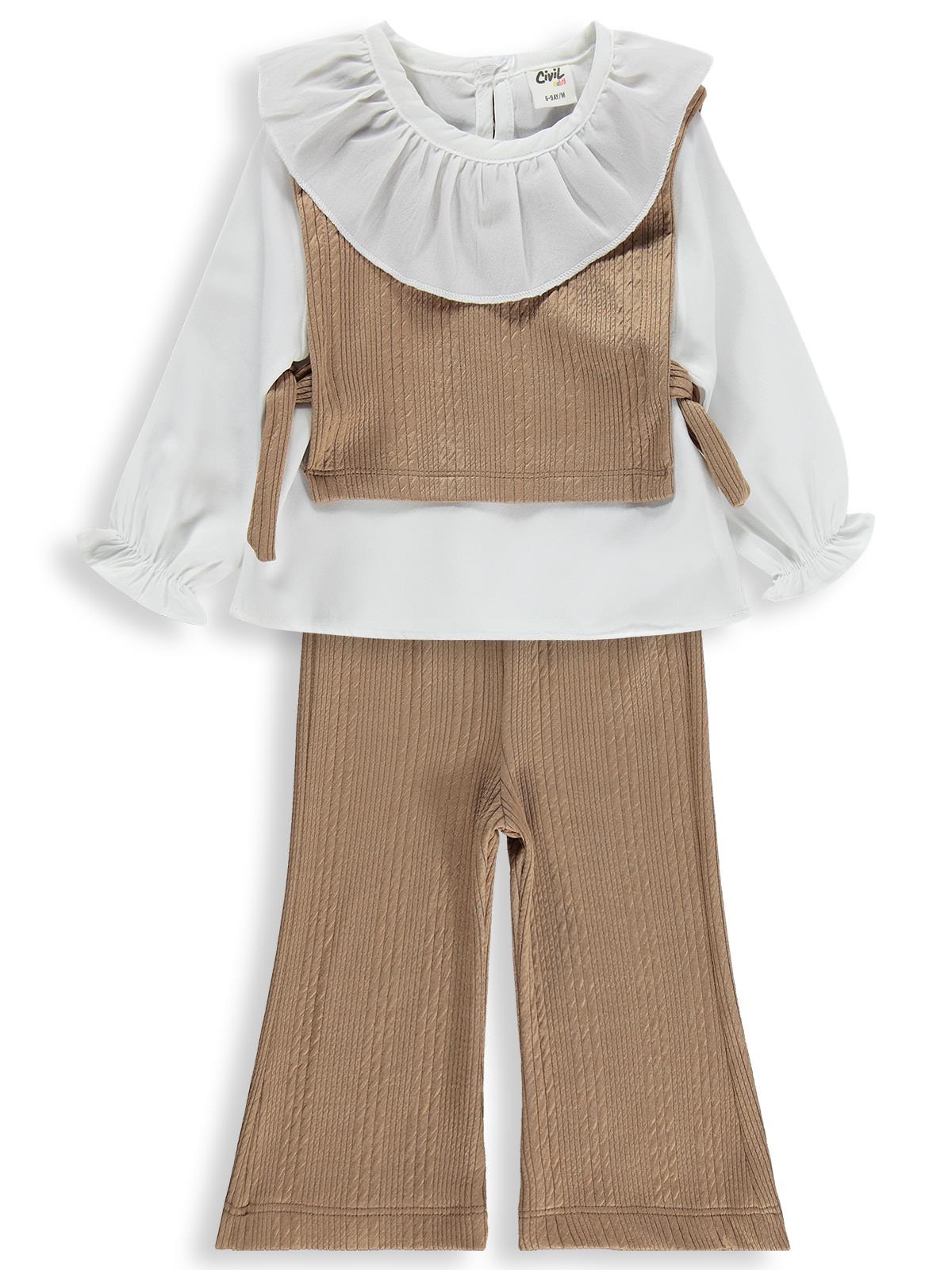 Civil Baby Bebe Yakalı 6-18 Ay Takım - Bej