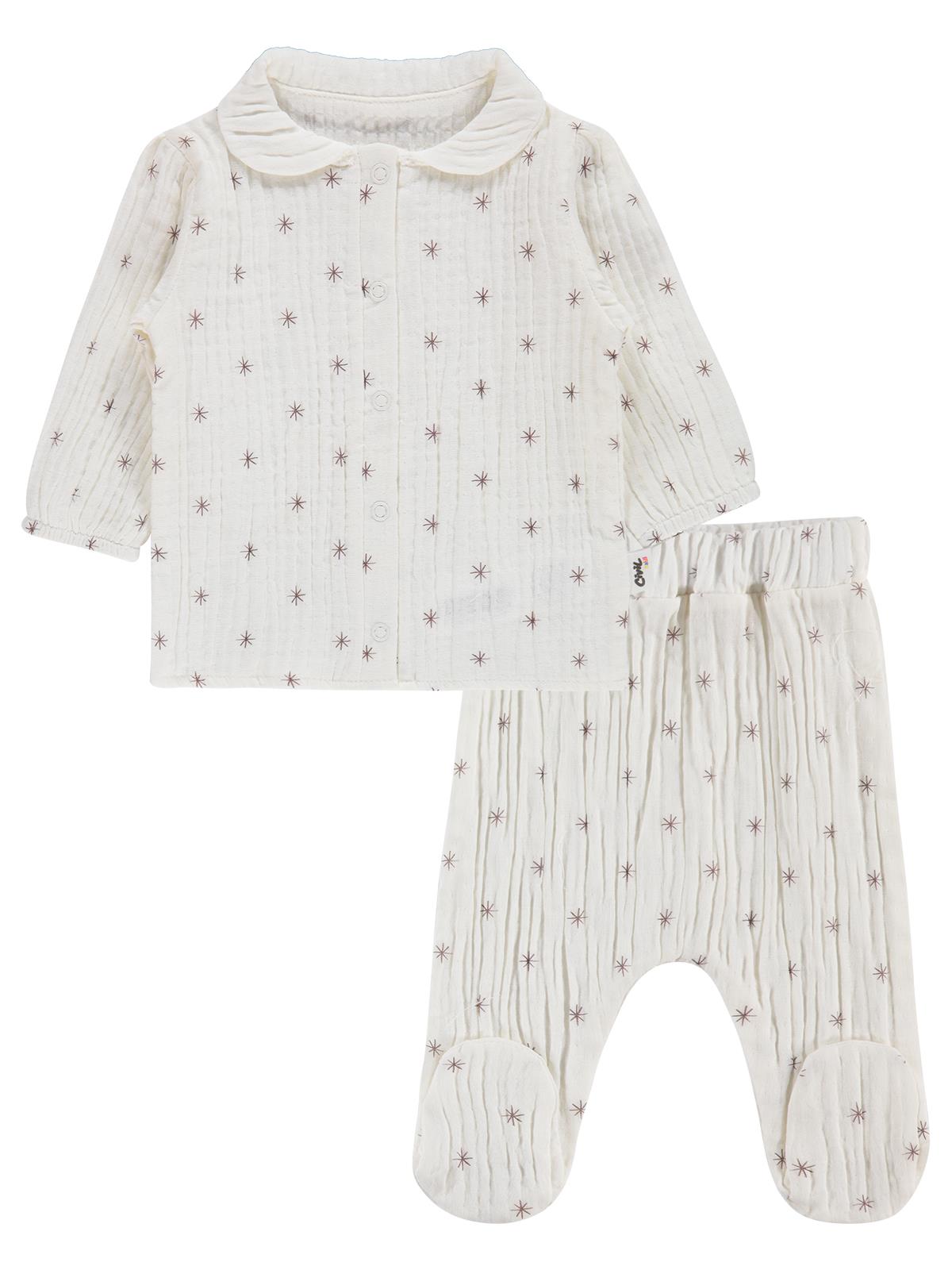 Civil Baby Yıldız Empirme 3-12 Ay Pijama Takımı - Kahverengi