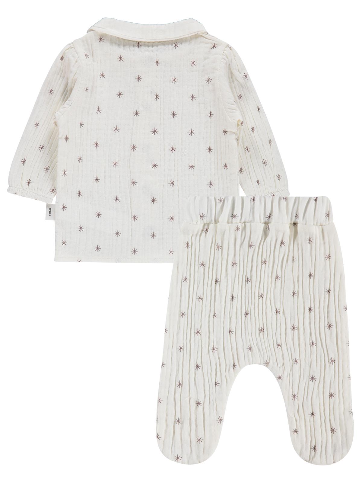 Civil Baby Yıldız Empirme 3-12 Ay Pijama Takımı - Kahverengi