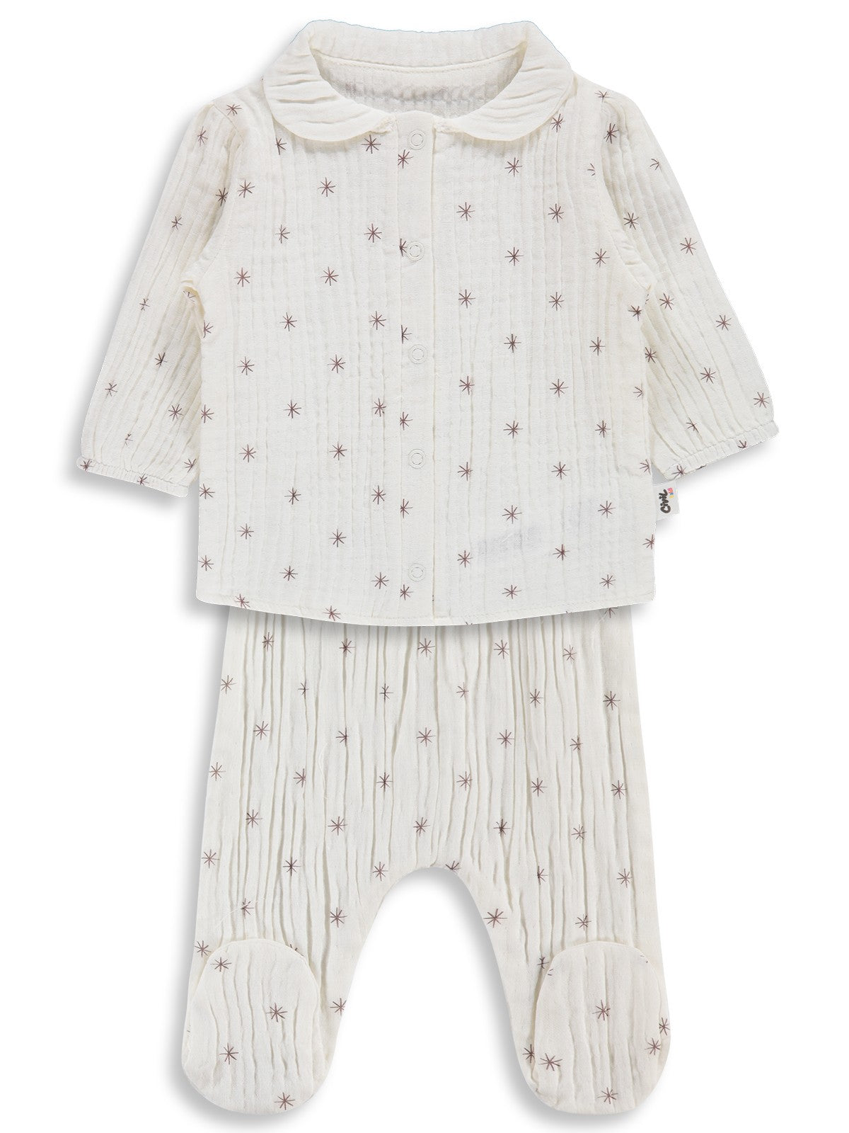 Civil Baby Yıldız Empirme 3-12 Ay Pijama Takımı - Kahverengi