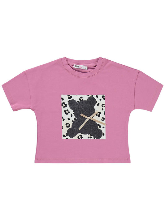 Civil Girls Leopar Ayıcık Desenli 2-5 Yaş Takım - Pembe