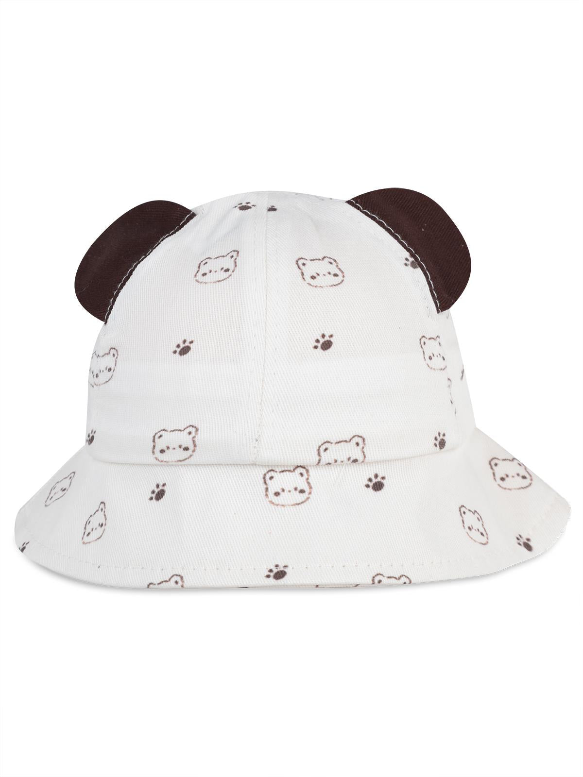 Civil Baby Kulaklı Bear Desen 6-18 Ay Erkek Bebek Fötr Şapka - Beyaz