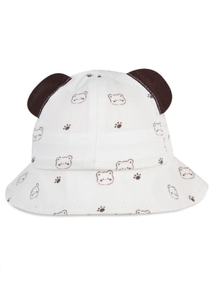 Civil Baby Kulaklı Bear Desen 6-18 Ay Erkek Bebek Fötr Şapka - Beyaz