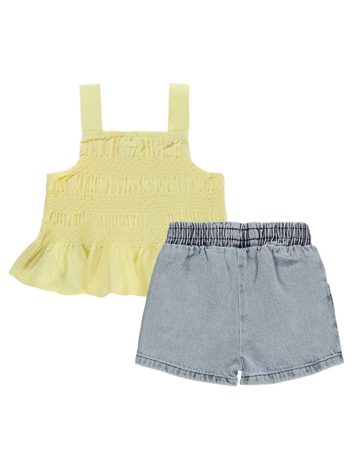 Civil Baby Denim Şortlu Askılı 6-18 Ay Takım - Sarı